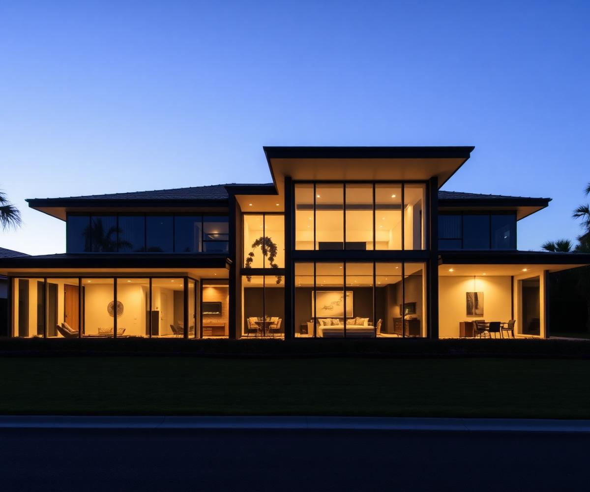 Modern Central Florida home with tinted glass windows